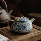 Chinese Blue And White Ruyao Shi Piao Teapot