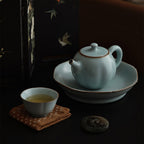 Chinese Sky Blue Ruyao Pumpkin Teapot