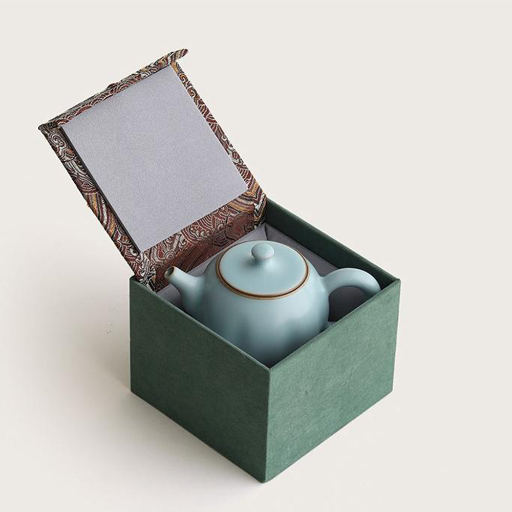 Chinese Sky Blue Ruyao Pumpkin Teapot