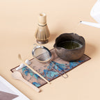Japanese Coarse Pottery Flower Matcha Tea Set