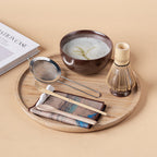 Japanese Coarse Pottery Flower Matcha Tea Set
