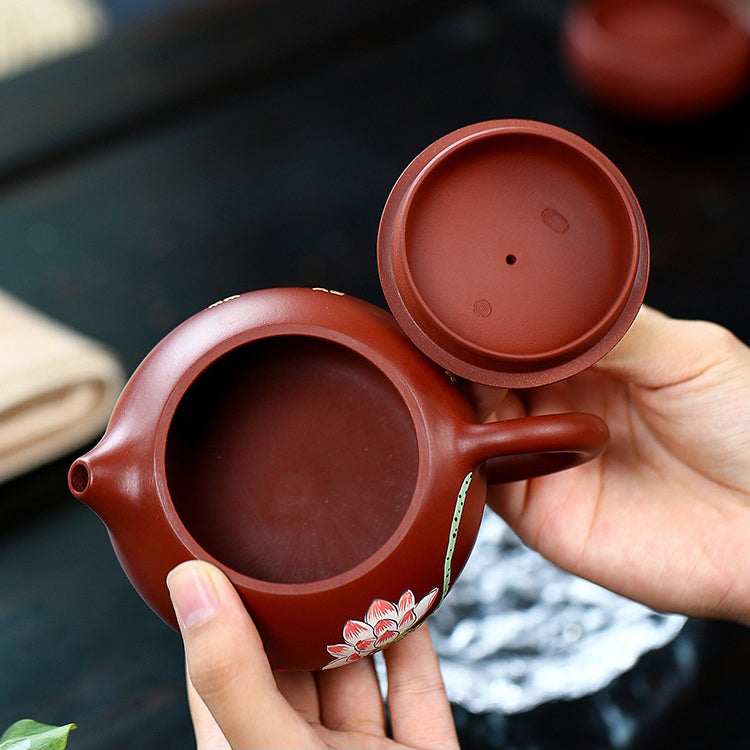 宜兴红泥莲子西施壶茶具