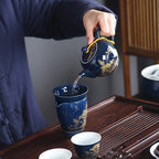中式青花山水瓷茶具套装
