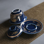 中式青花山水瓷茶具套装