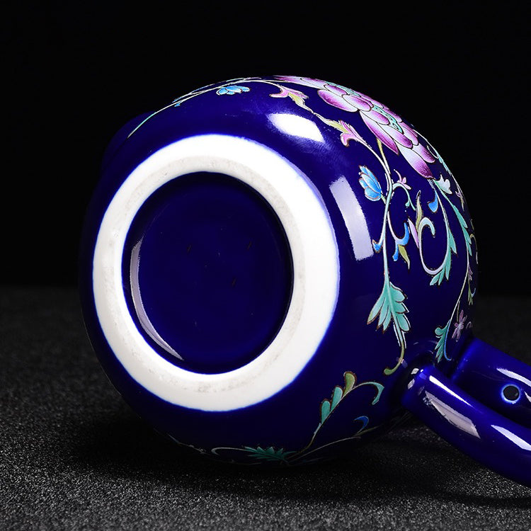 Enamel Porcelain Chinese Tea Set With Inner Sterling Silver