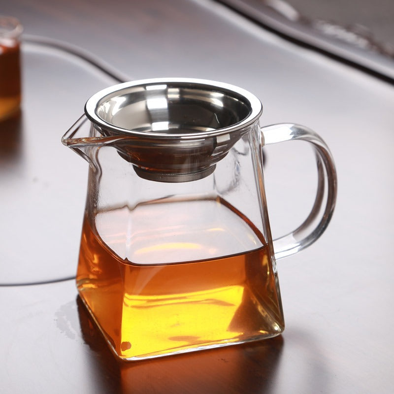 加厚带滤网玻璃公道杯