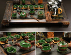 Ice Crack Tea Set With Fire Wood & Stone Tea Tray