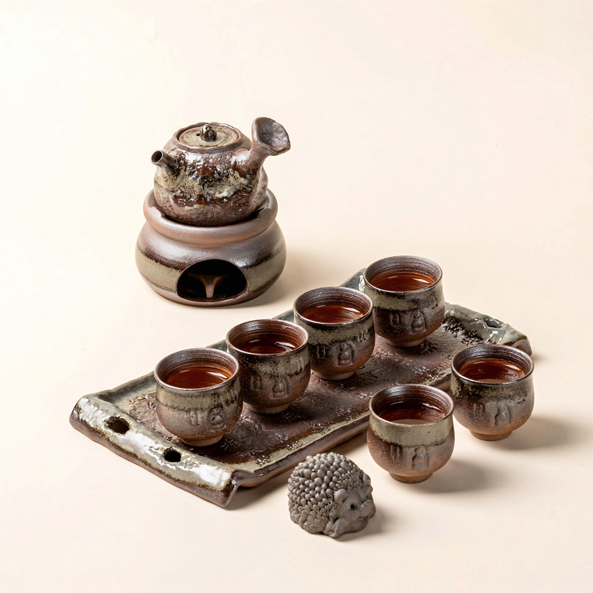 Coarse Pottery Chai Kiln Green Glaze Chinese Tea Set