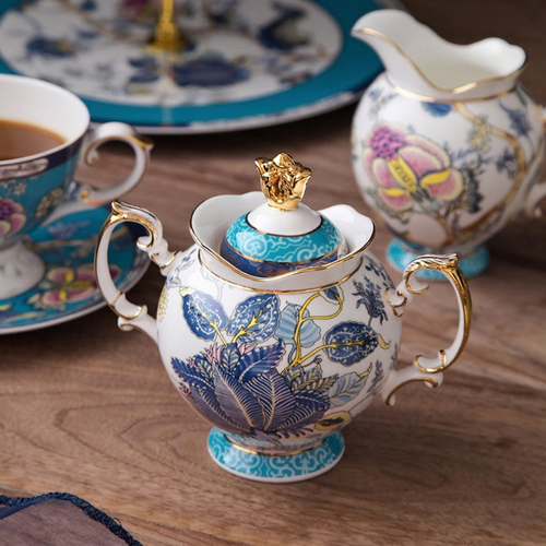 Blue Flowers Bone China Vintage Tea Set