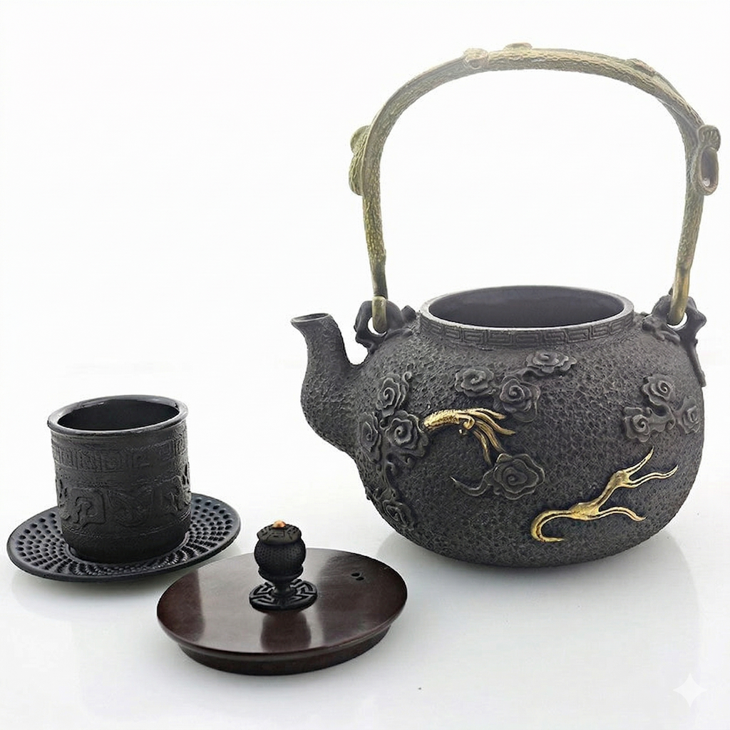 日式铸铁金龙茶具套装