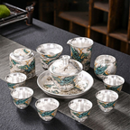 Azure Dragon Sterling Silver Chinese Tea Set