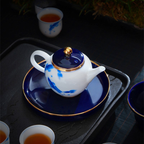 青花手绘金鱼茶具