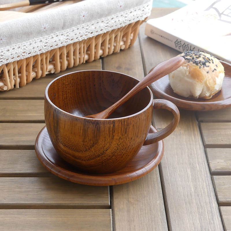 带碟勺木茶杯（两件套）