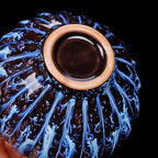 Authentic Handmade Jian Zhan Blue Gongfu Tea Cup With Sterling Silver