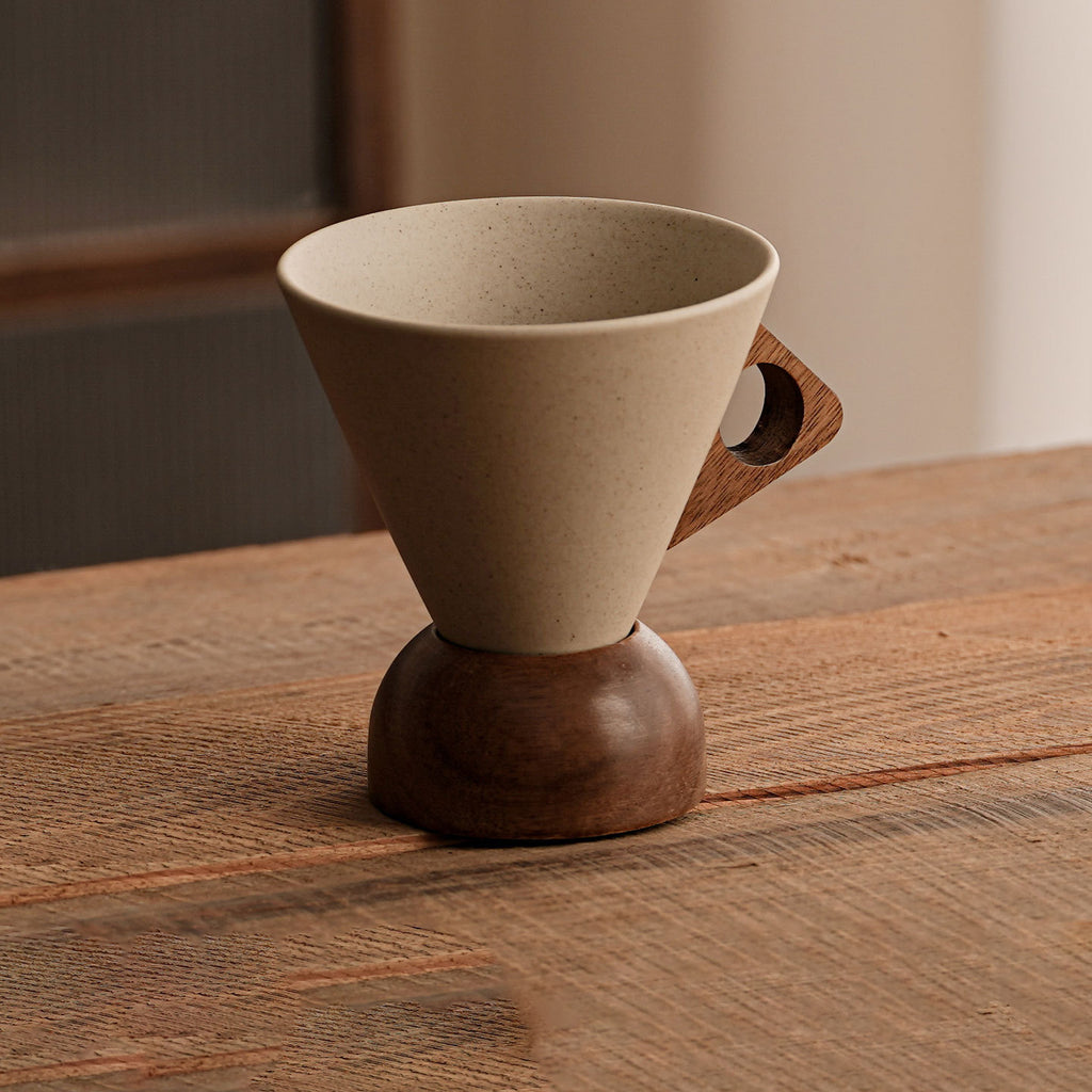 Creative Coarse Clay Coffee Cup – MCM Style, 250ml, Large (Round & Flying Saucer Base)