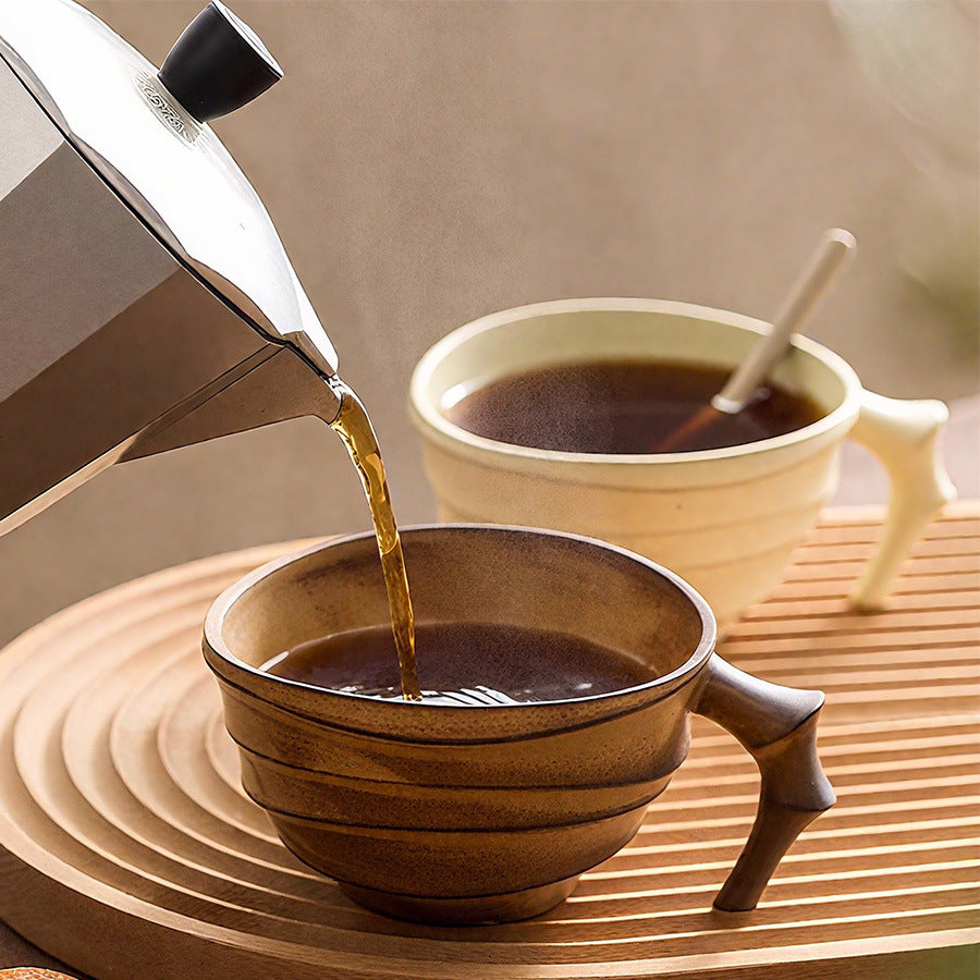 Bamboo Joint Enamel Coffee Cup – 200ml, Lightweight & Rustic Brown