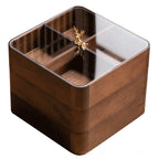 Walnut Wood Stackable Storage Box – Chinese Style, with Lid, 3-Tier Options
