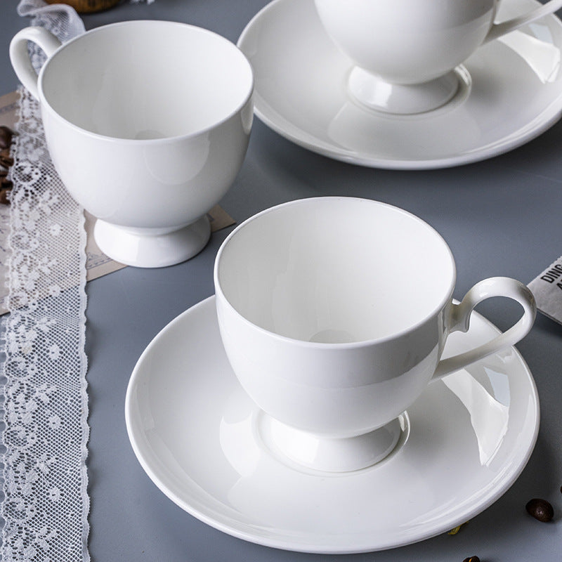 European Style Bone China Coffee Cup & Saucer – High Foot, 230ml