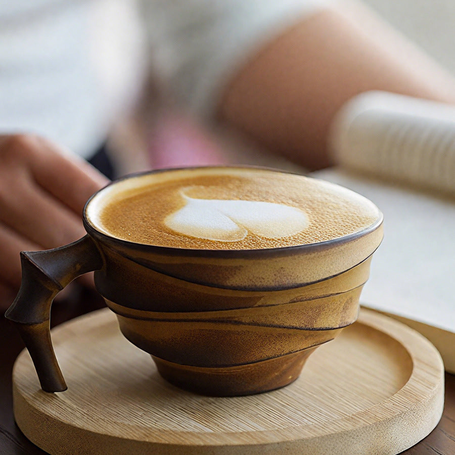 Bamboo Joint Enamel Coffee Cup – 200ml, Lightweight & Rustic Brown
