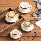 Porcelain Coffee Cup & Saucer Set – 300ml, Mocha Style, Light Luxury Gift Box