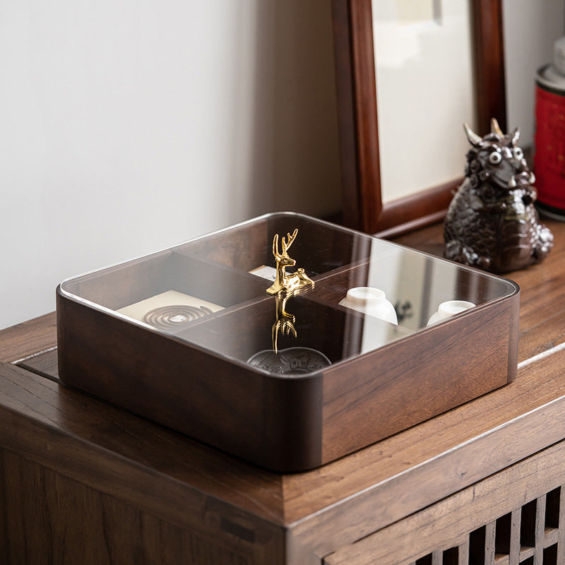 Walnut Wood Stackable Storage Box – Chinese Style, with Lid, 3-Tier Options