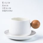 Nordic Ceramic Coffee Cup & Saucer Set – 320ml, Matte Finish (White/Black/Wine Red)