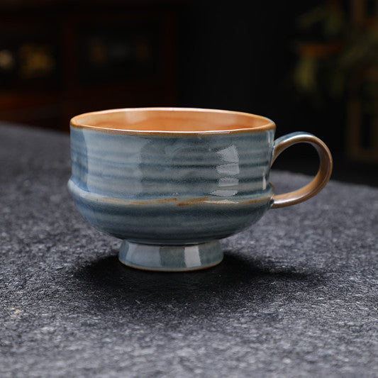 Kiln-Changed Vintage Ceramic Coffee Cup & Saucer Set – 180ml, Coarse Clay Texture