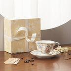 Vintage Floral Porcelain Coffee Cup & Saucer Set – English Country Style, 230ml