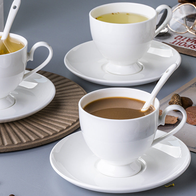 European Style Bone China Coffee Cup & Saucer – High Foot, 230ml