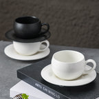 Glossy White Spherical Coffee Cup & Saucer Set – 300ml, Light Luxury