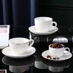 Porcelain Coffee Cup & Saucer Set – Hotel Quality, Multiple Sizes (80ml–250ml)