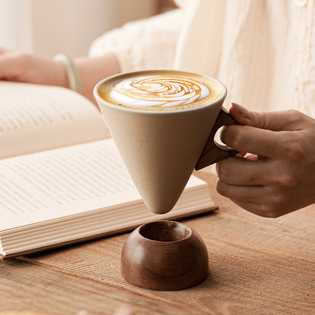 Creative Coarse Clay Coffee Cup – MCM Style, 250ml, Large (Round & Flying Saucer Base)