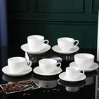 Porcelain Coffee Cup & Saucer Set – Hotel Quality, Multiple Sizes (80ml–250ml)