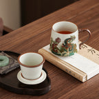 Ru Kiln Dunhuang Office Mug – Ceramic Chinese Tea Cup with Lid & Infuser, Gift Box Included