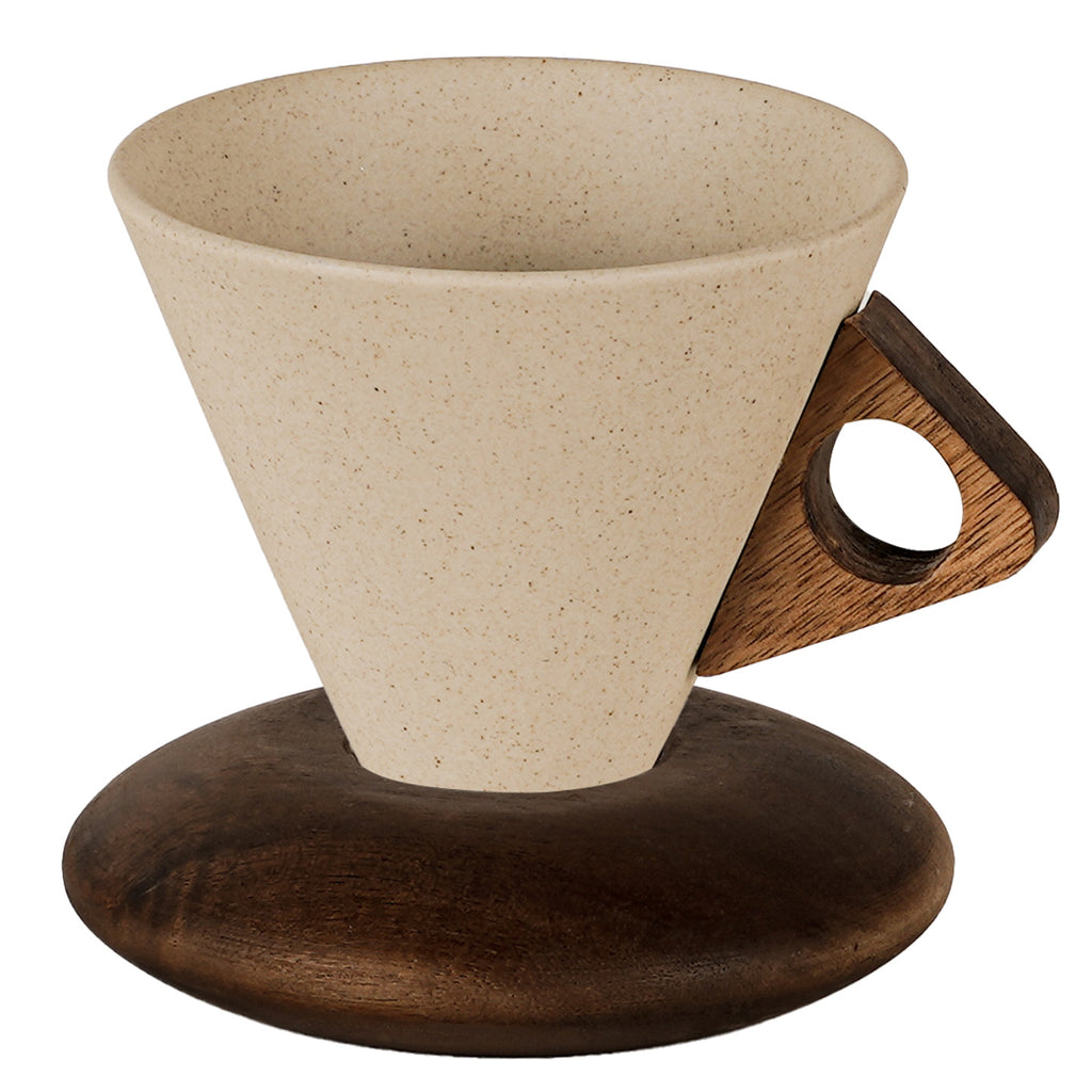 Creative Coarse Clay Coffee Cup – MCM Style, 250ml, Large (Round & Flying Saucer Base)