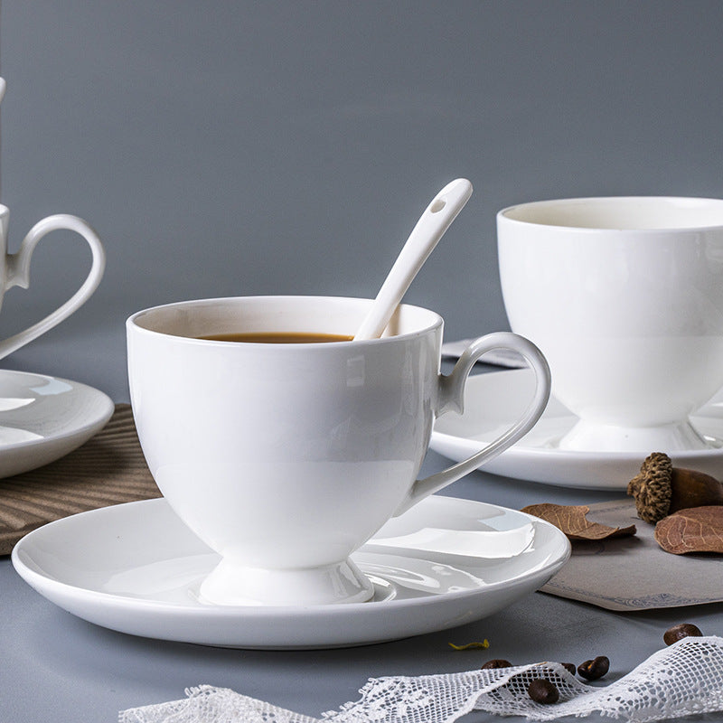 European Style Bone China Coffee Cup & Saucer – High Foot, 230ml