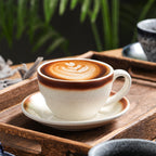Porcelain Coffee Cup & Saucer Set – 300ml, Mocha Style, Light Luxury Gift Box