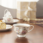 Vintage Floral Porcelain Coffee Cup & Saucer Set – English Country Style, 230ml