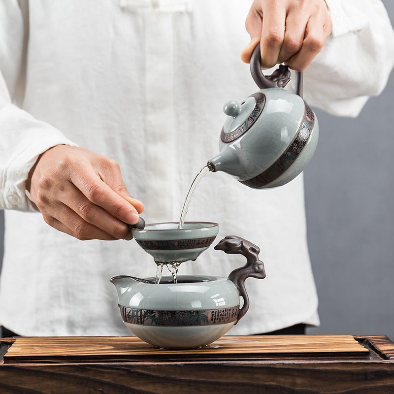 龙珠冰裂汝窑茶具