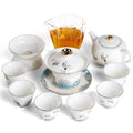 Ceramic Sulet-jade Red-crowned Crane Chinese Tea Set