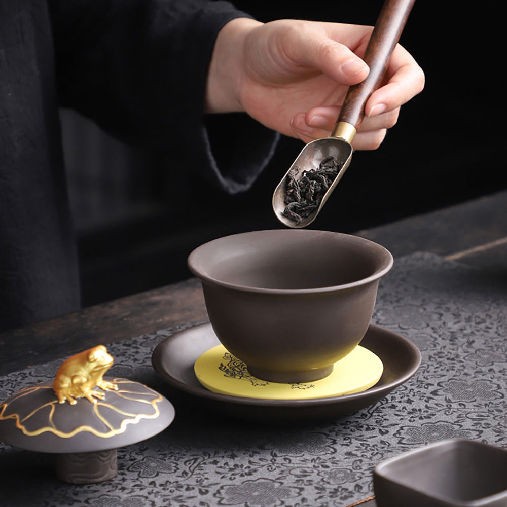 Purple Clay Black Gold Dragon Chinese Tea Set