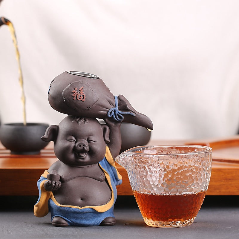 紫砂猪形滤茶器