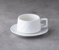 Matte Stone Texture Coffee Cup & Saucer Set – 230ml, Black & White