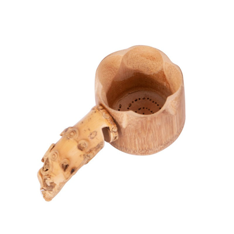 带手柄竹制滤茶器
