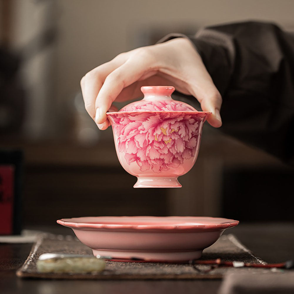 Pink Peony Ruyao Gaiwan