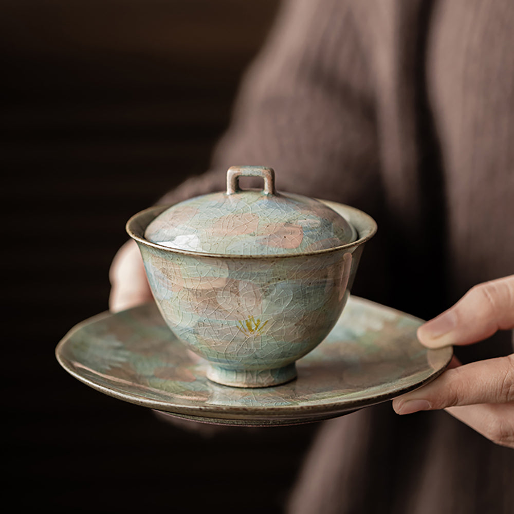 Ice Crack Daisy Porcelain Gaiwan