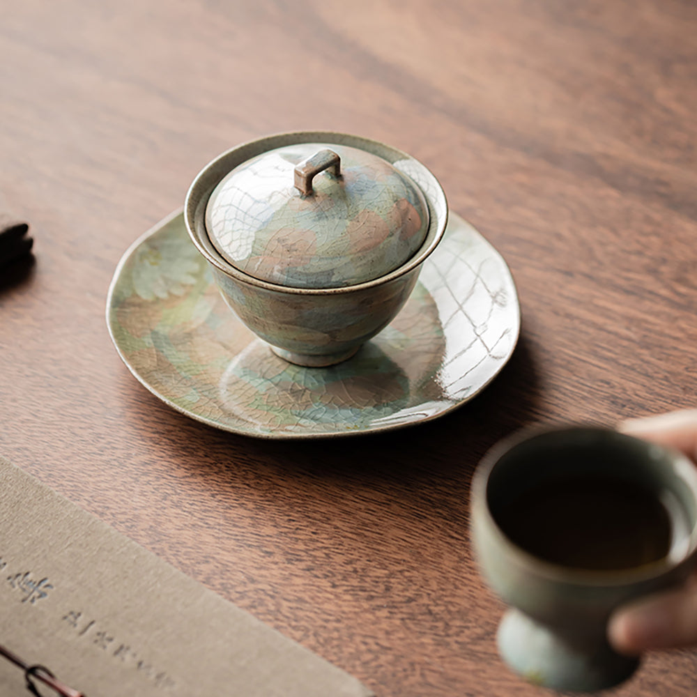 Ice Crack Daisy Porcelain Gaiwan