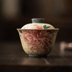 Flint Red Peony Ceramic Gaiwan