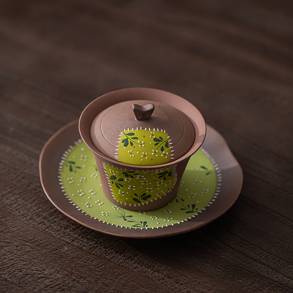 Hand Painted Daisy Patches Pottery Gaiwan