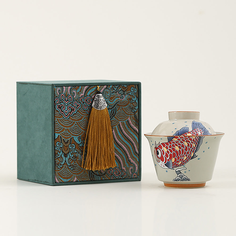 Goldfish Yuanbao Porcelain Gaiwan